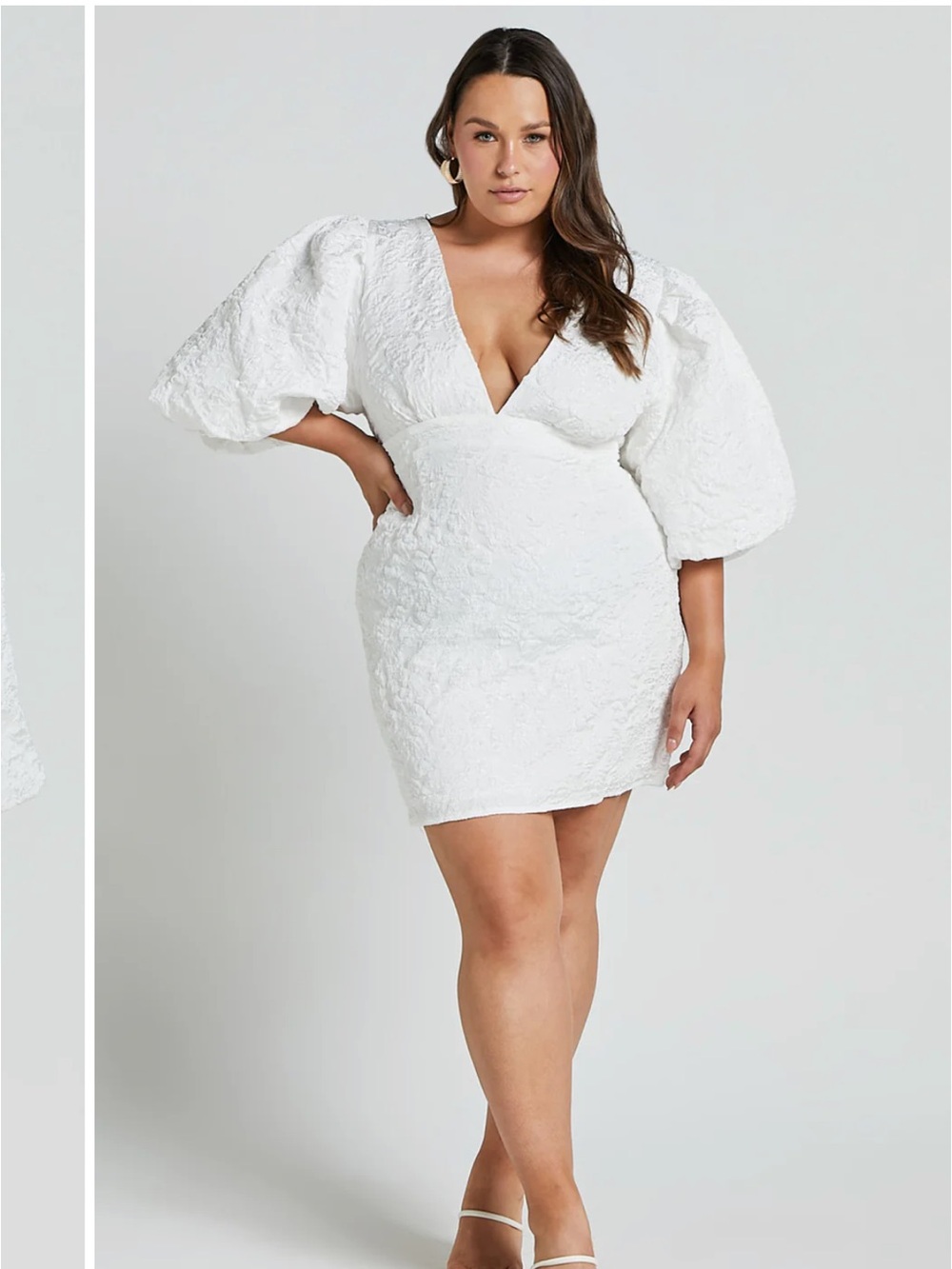 showpo puff sleeve v-neck miley mini dress nwt